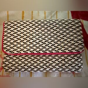 Stylish Woven Clutch - Gray and White